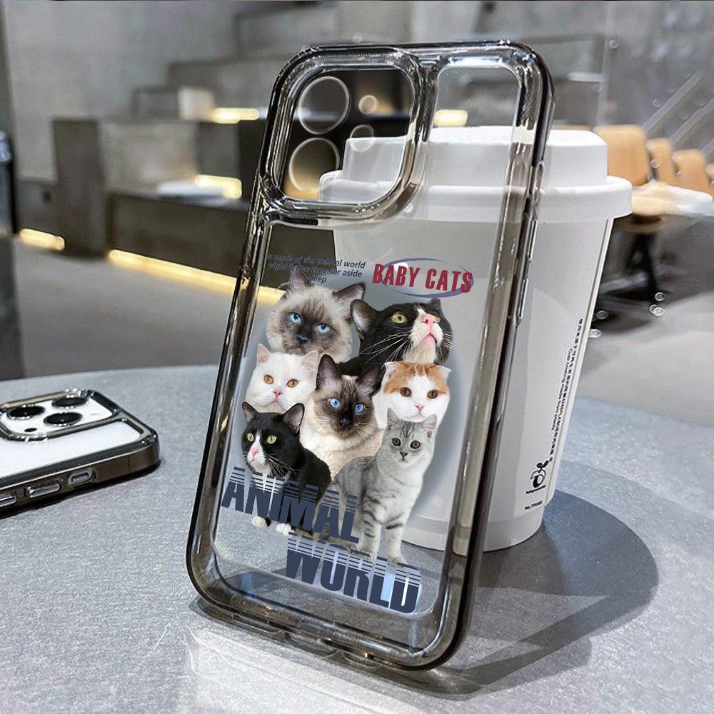 Чехол для телефона Cat для iPhone 13, чехлы для iPhone 11, 16 Pro Max, 14, 15, 12 XR, 13pro, 16pro, 16promax, 13promax, мягкие прозрачные чехлы из ТПУ, Fundas