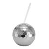 600ml Flash Ball Cup Creative Ball-shaped Sippy Cup Glittering Straw Cup Unique Spherical Water Cup for Bar Nightclub