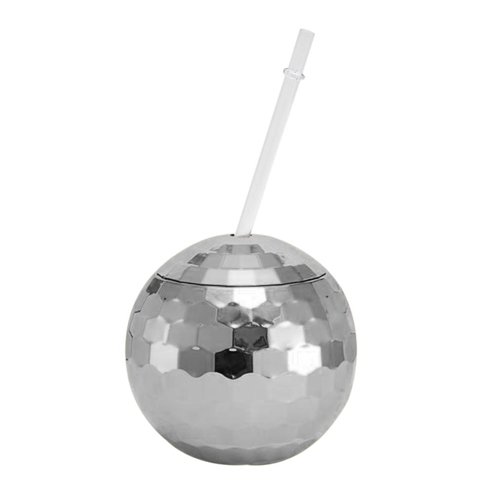 600ml Flash Ball Cup Creative Ball-shaped Sippy Cup Glittering Straw Cup Unique Spherical Water Cup for Bar Nightclub