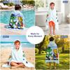 Kids Hooded Beach Towel With Dinosaur Skateboard Basketball Leopard Print - Quick Dry Microfiber 80x130cm