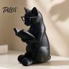 Настольное украшение Кот 3D-печатная фигурка Читающий кот, Декоративный орнамент с утяжеленным нескользящим основанием, Ленивое произведение искусства Интеллектуальная статуэтка Глаз