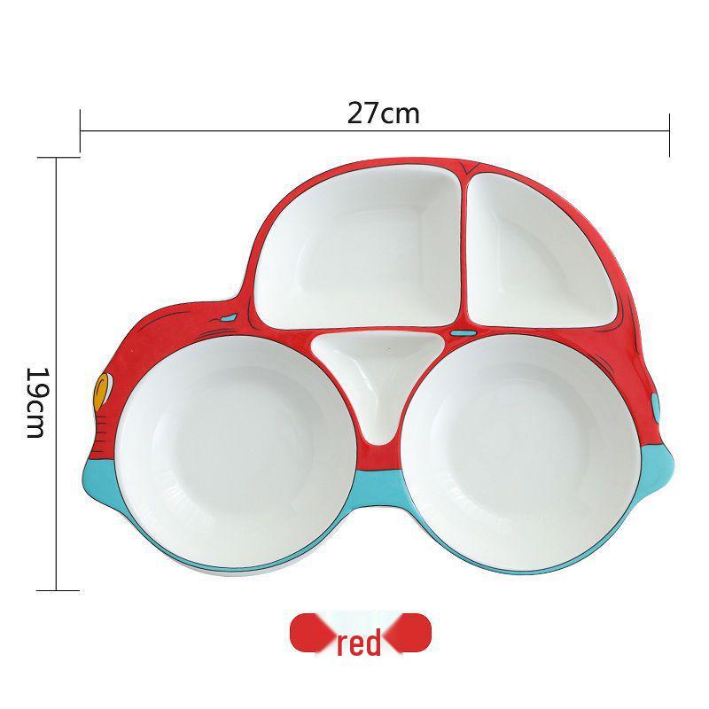 Ceramic Kids' Divided Plate - Cute Dish for Kindergarten Meals & Snacks