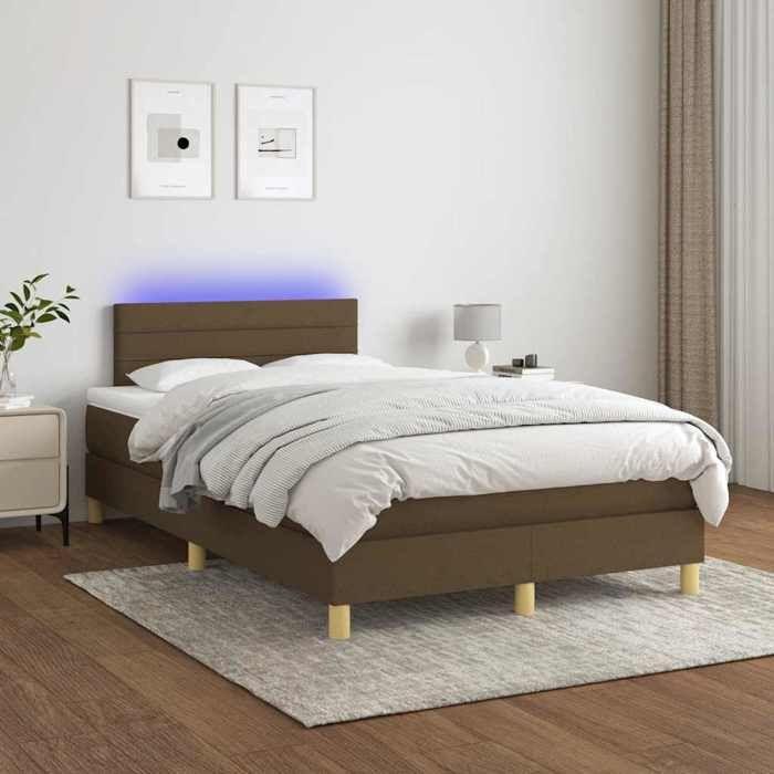 Maison Exclusive - Sommier à lattes de lit matelas et LED marron foncé 120x190 cm