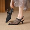 Fashionable Mesh Women's High Heel Shoes Summer Walking Shoes Pointed Toe Buckle Sandals Luxury Sandals Women Designers