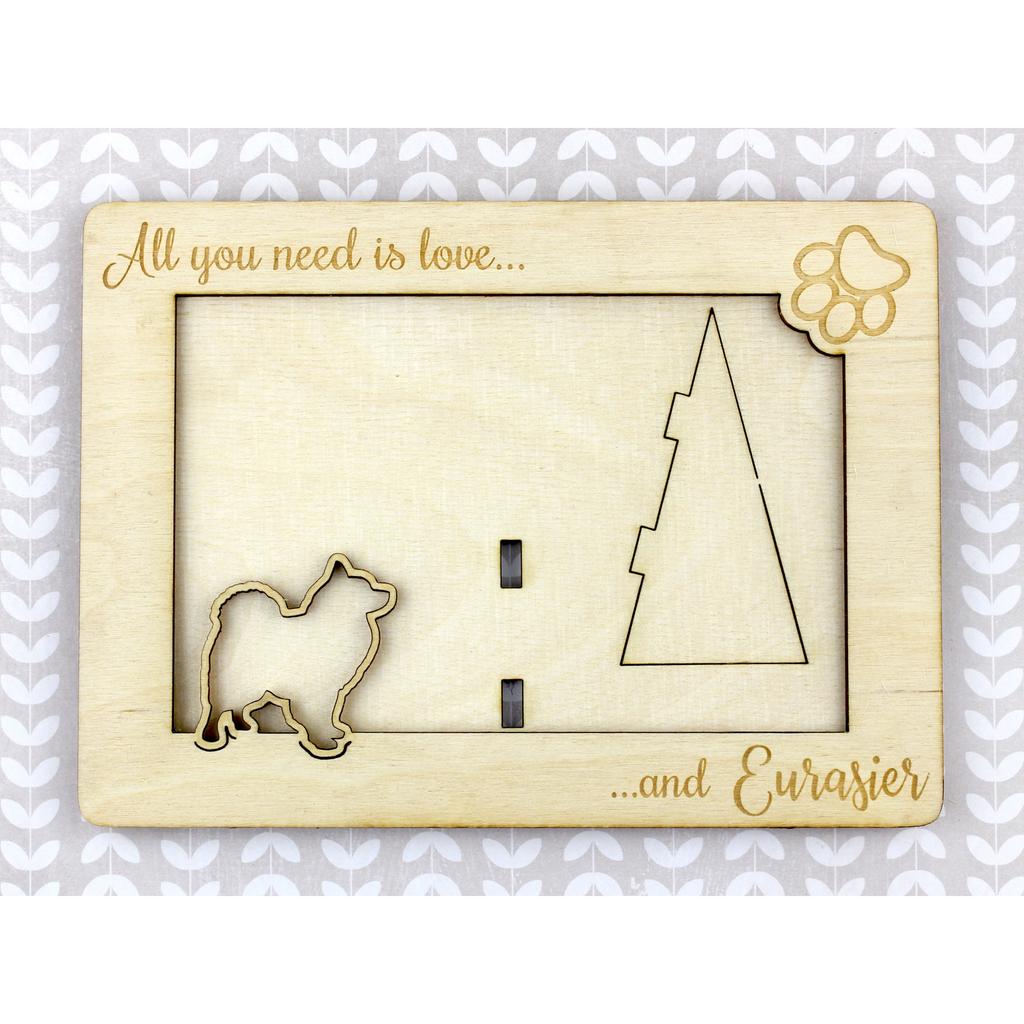 Eurasian, Eurasier – Photo frame, engraved wooden frame | Art-Dog