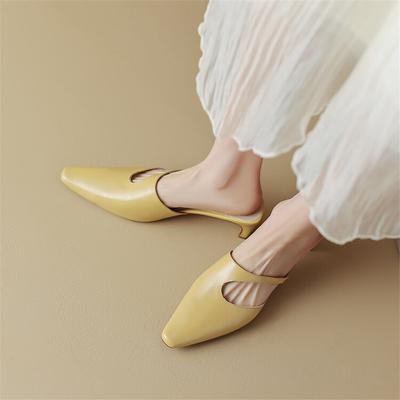 Мода Новое 2025 Лето Женская Обувь Туфли-Мюли для Женщин Простые Женские Тапочки Маленький Квадратный Носок Тапочки Женская Обувь Zapatos De Mujer