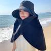 New Large Brim Sun Hat Neck Guard Shawl With Snap Button Fisherman Hat Washable Anti-UV Bucket Hat Beach