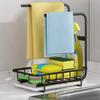 Kitchen Organizer Sink Rack Sponge Holder Kitchen Sink Organizer  Towel Holder Drainer Sink Tray with Drain Pan Storage Rack