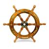 Nautical Premium Sailor's Hand Crafted Brass & Wooden Ship Wheel | Luxury Gift Decor | Boat Collectibles (18 Inches, Anchor & Strip)