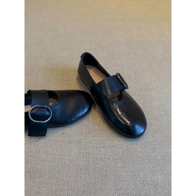 Вариант из овчины~ Туфли Мэри Джейн с круглой пряжкой на ремне и плоской подошвой, ретро-туфли, маленькие туфли-бабушки, балетки с неглубоким горлом для женщин