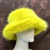 Yousheng Women Basin Hat Faux Fur Rich Colors Soft Thickened Fluffy Keep Warm Decorative Creative Design Bucket Hat Clothes Accessory