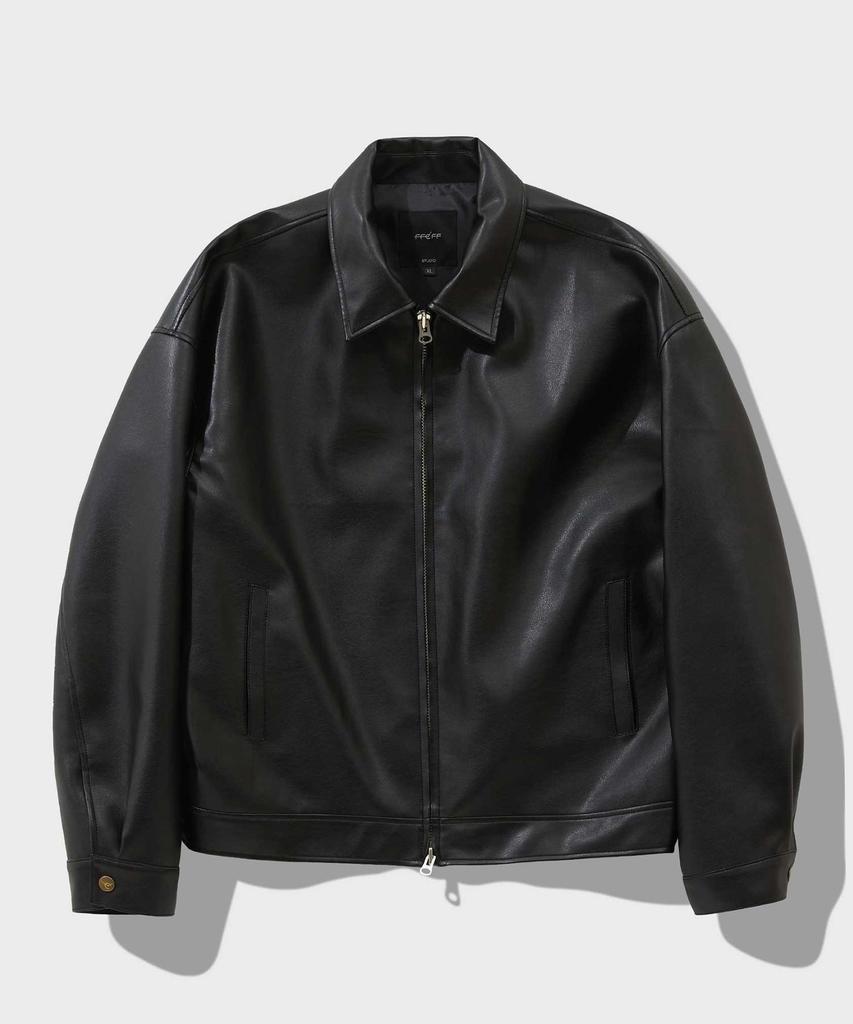 Ffeff Studio Leather Single Zip-Up Jacket (Black)