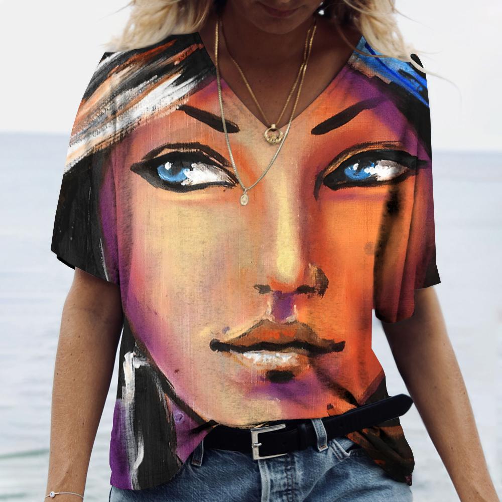 Модная женская футболка с абстрактной графикой для девочек и 3D-принтом с коротким рукавом, летняя футболка большого размера, одежда из полиэфирного волокна