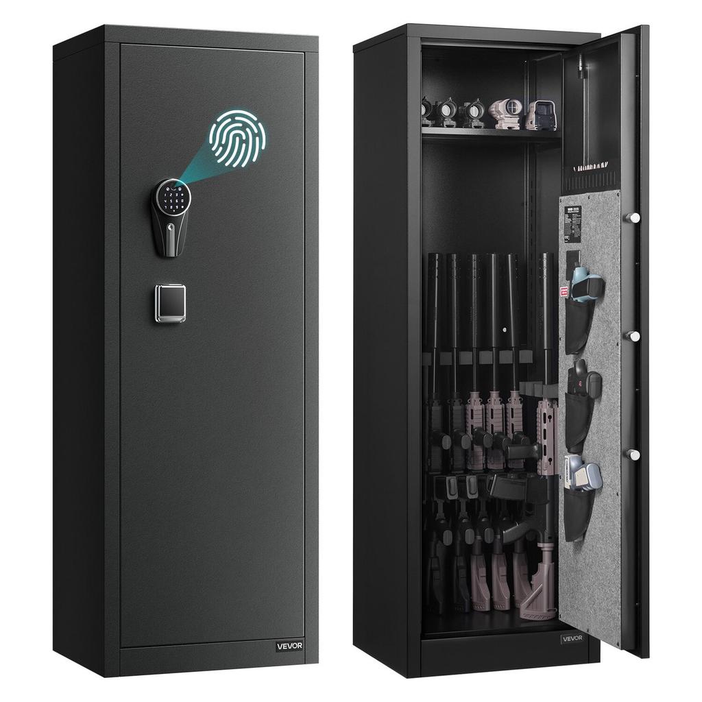 8-10 Gun Safe, Long Gun Cabinet for Rifles and Pistols, Quick Access Rifle Safe with 3 Pistol Pockets and Adjustable Racks, Large Digital Cabinet with