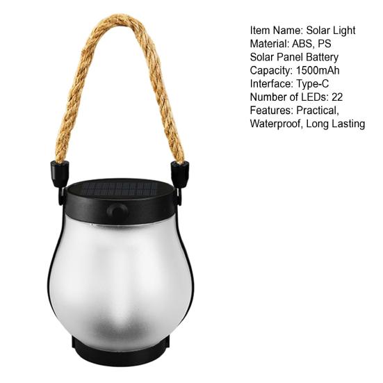 1/2/3Pcs Flickering Flame Solar Lantern Two Lighting Modes Dual Charging Outdoor Waterproof Hanging Lantern LED Solar Lamp