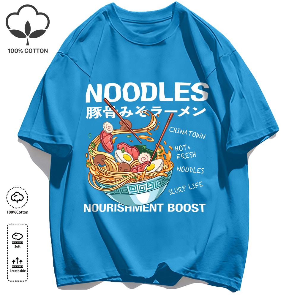 Delicious Pork Bone Lamian Noodles Unisex Retro T-Shirts Casual Cotton Tee O-Neck Fashion T-Shirt Loose Unisex Summer Basics Top