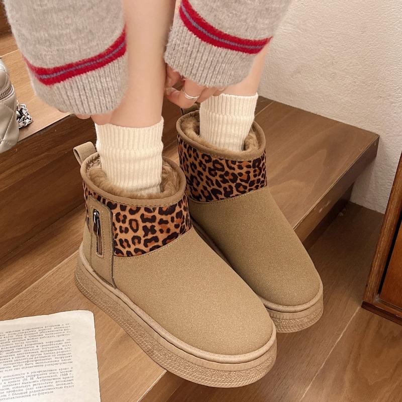 Fashion Women Leopard Print Shoes Winter New Comfortable Warm Women's Snow Boots Non-slip Wear-resistant Fashion Plush Short Boots Hot