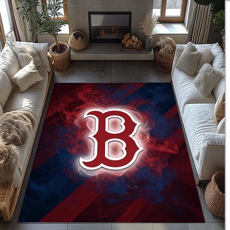 Boston Red Sox Crystal Velvet Carpet Soft Anti?Slip Floor Mat Comfortable Home Living Room Bedroom Decor Rug