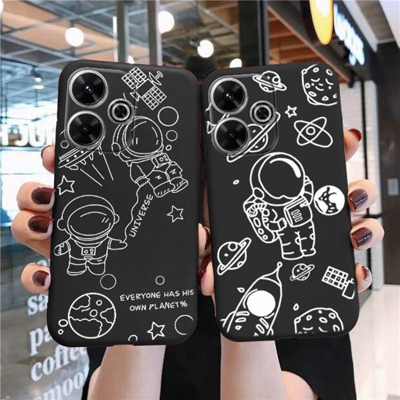 Мягкий силиконовый чехол с рисунком линии астронавта для Samsung A55 A35 S24 Xiaomi Redmi Note 13 Poco C65 iPhone 15, противоударный защитный бампер для камеры