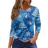 Рубашки с рукавом 3/4 для женщин, футболки с принтом, блузки, повседневные базовые топы больших размеров, пуловеры