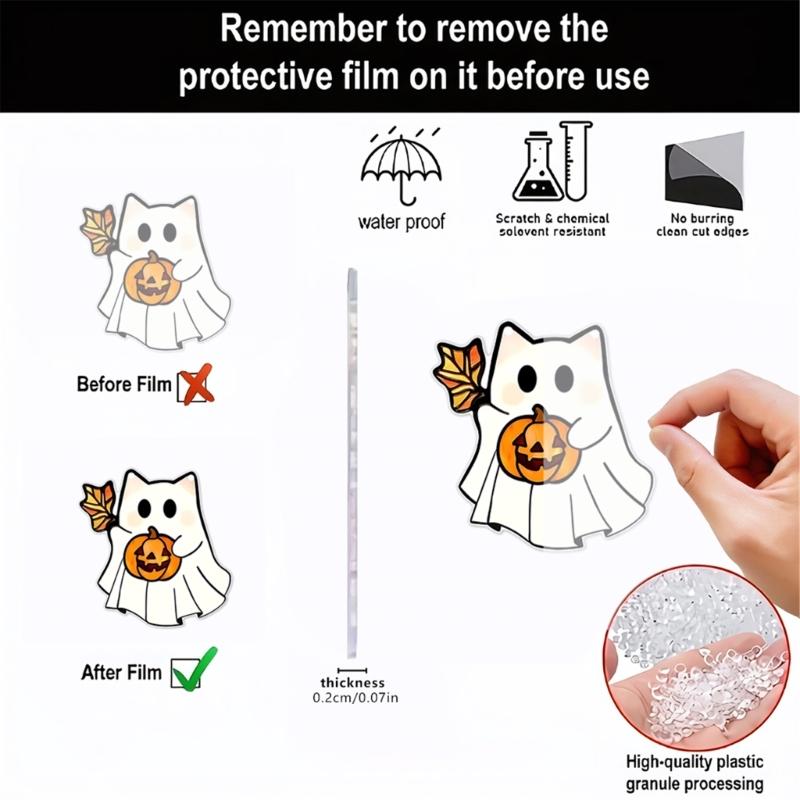 Мультяшные Хэллоуинские Призрачные 2D Плоские Акриловые Настенные Декорации Свет Подвесной Ремесленный Орнамент Для Дома Офиса Школьного Украшения