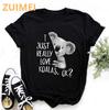 Funny Koala My Puns Are Nope Print Harajuku Top Women T-shirt Casual Ladies Basic O-collar Short Sleeved T-shirt Girl,Drop Ship