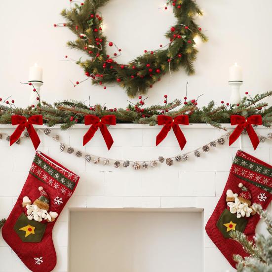 12/24 шт. Красные маленькие бархатные рождественские банты DIY для упаковки подарков, поделки, красный рождественский бантик, украшение для свадебной вечеринки