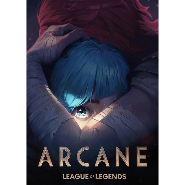 Рамка из цельного дерева, настенное искусство, популярная игра Jinx League of Legends Arcane, постер телесериала, холст, картина для гостиной, любителей игр, домашний декор