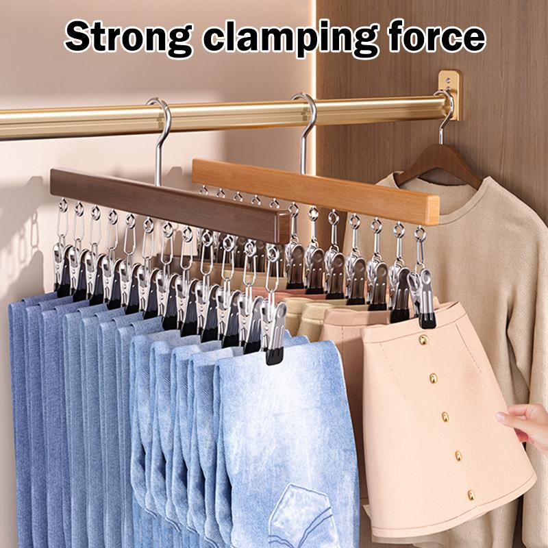 1pc Space Saving Hanging Closet Organizer with 10/12 Clips, for Hat Scarf Clothespins Storage Solution
