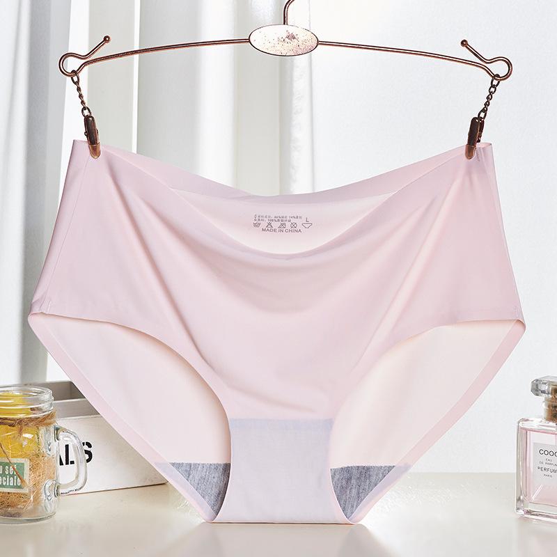 Women's Ice Silk Seamless Mid-Waist Panties - Breathable, Sexy Triangle Design