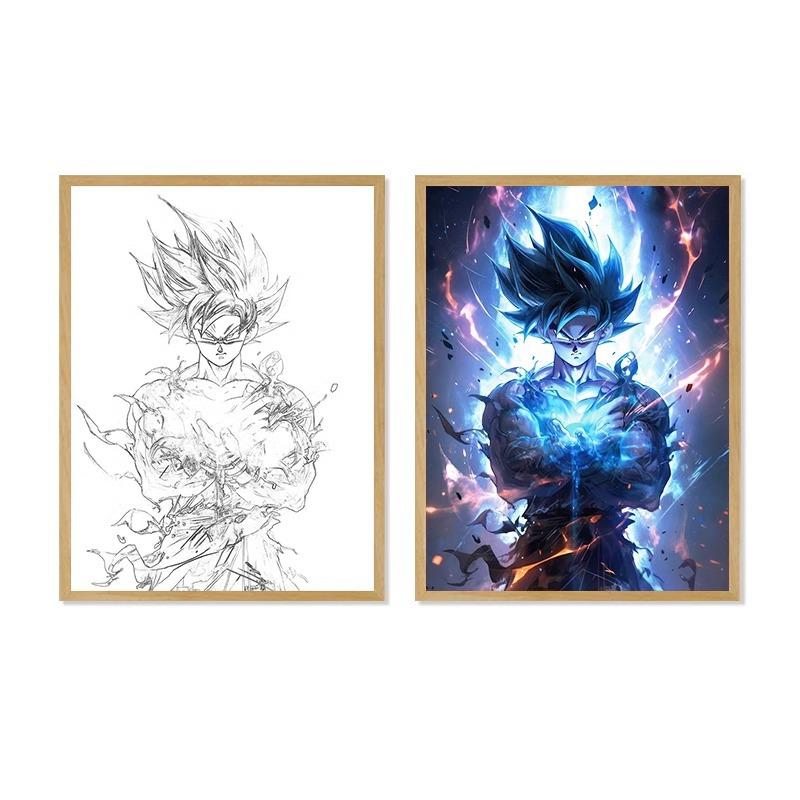 22см/8.66дюйма Аниме Dragon Ball Световая картина Wukong Периферия Ночной светодиодный светящийся мультяшный коллекционный светильник Настольные принадлежности для вечеринок