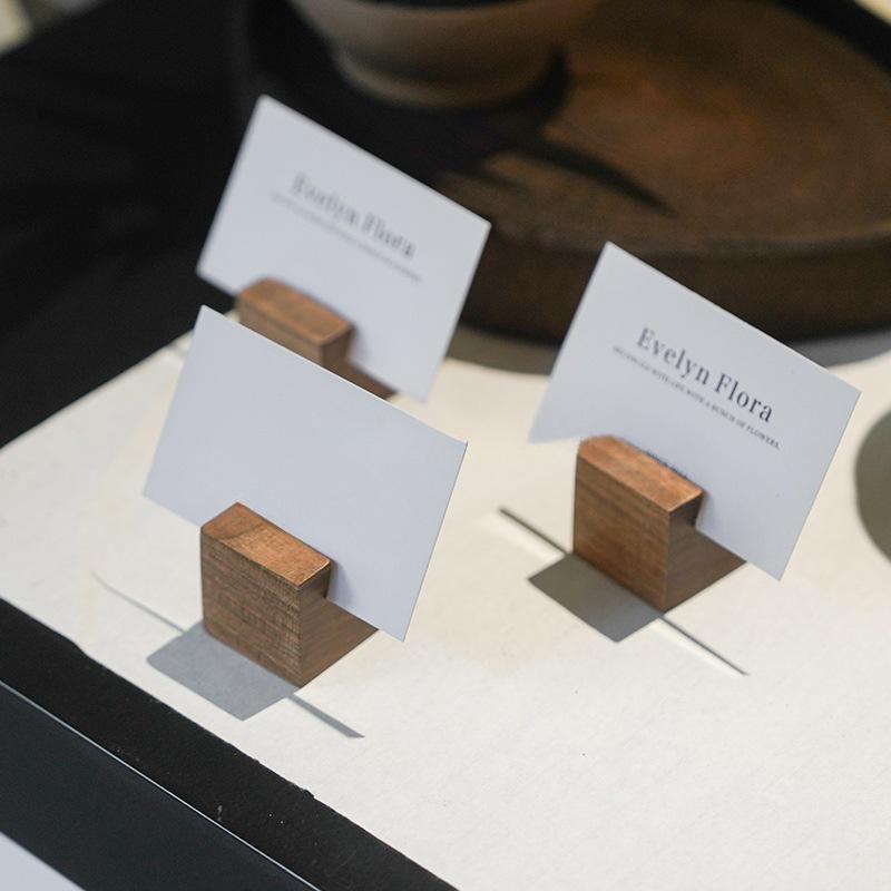 Walnut/Beech Wood Card Holder - Simple Style Photo and Menu Display Base