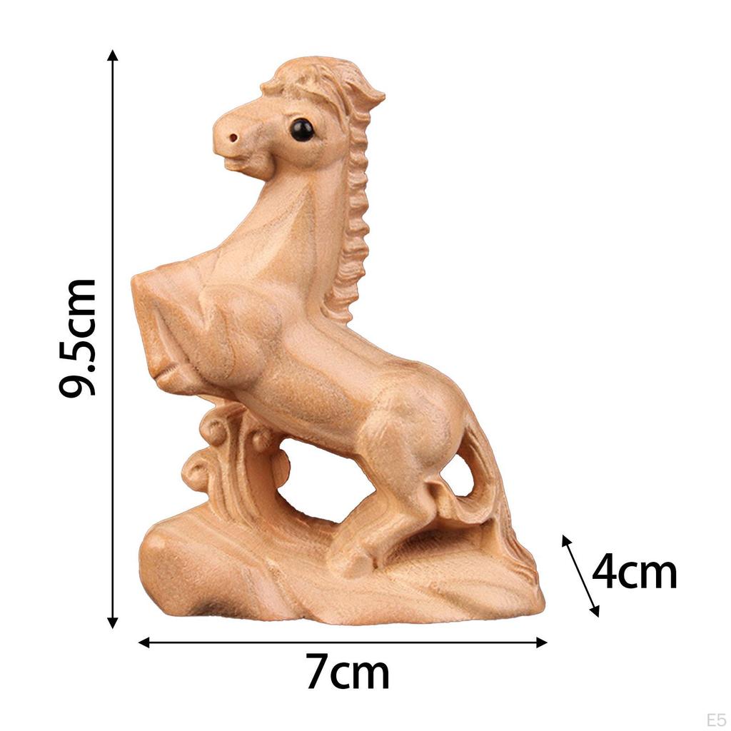 Ручная резная деревянная статуя лошади, поделки с животными, современные настольные аксессуары, настольная фигурка