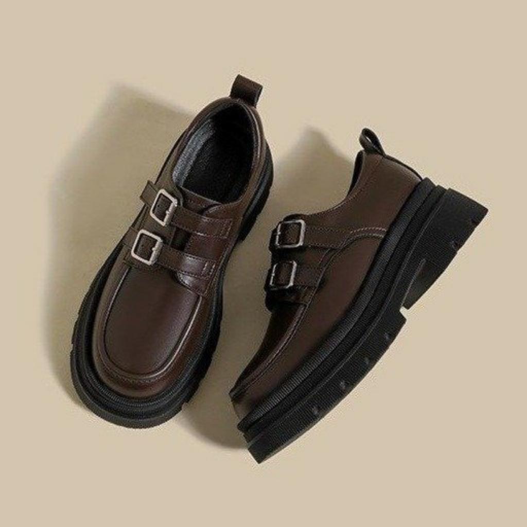 Small Leather Shoes Female Models Spring and Fall Models Single Shoes Tide with Thick-soled Lefou Shoes Black Female Shoes Fashion Women Shoes