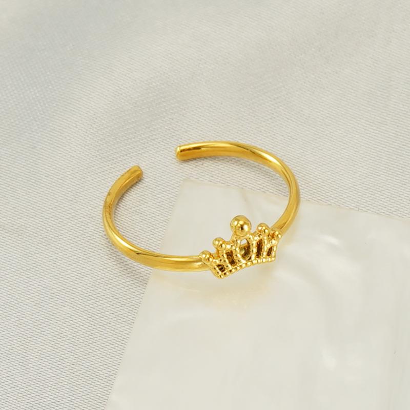 Новое модное простое кольцо с короной из нержавеющей стали, универсальное кольцо из титановой стали 18 карат, регулируемое для женщин