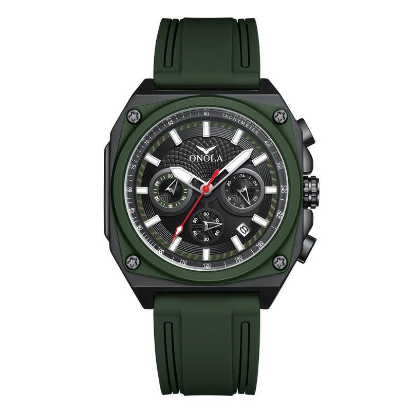 Top Brand Fashion Square Men's Watch New Multifunctional Quartz Waterproof Luminous Calendar Tape Watch