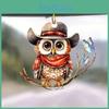 Charming Cartoon Hooded Owl Car Pendant Acrylic Keyring For Festive Decor