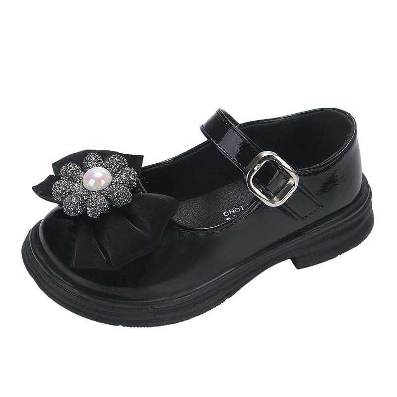 Туфли принцессы для девочек с цветами и жемчугом, детские элегантные кожаные туфли для вечеринки, свадьбы, модные простые детские лоферы, шикарные