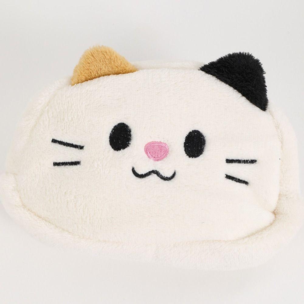 Zipper Plush Pencil Case Desk Organizer Cat Makeup Bag Smile Cat Pencil Bag  School Supplies