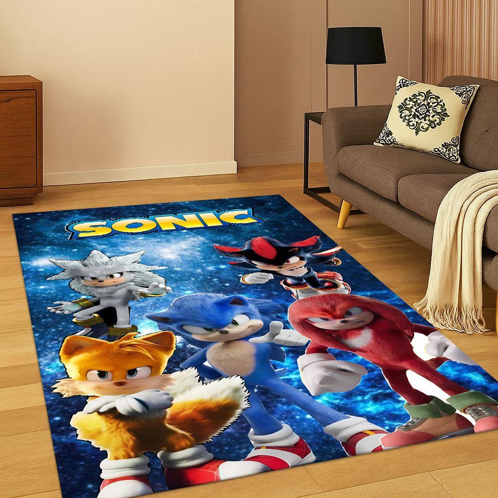 3D S-Sonic Cartoon Game Carpet Rug for Bedroom Living Room Sofa Doormat Home Decor,Kids Play Area Rug Non-slip Christmas Gift