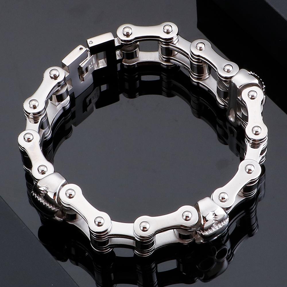 Аксессуары для велосипеда, большой размер 9 дюймов, длинные готические панк-черепа, голова Будды, велосипедная цепочка, браслеты, мужские ювелирные изделия из нержавеющей стали на руки
