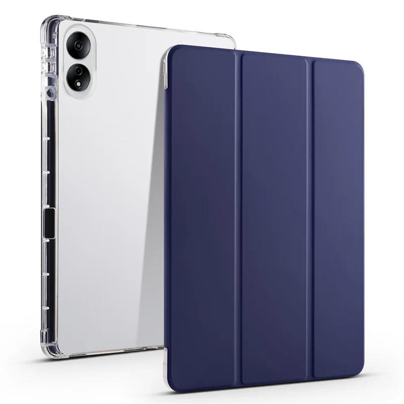 Кожаный чехол для Xiaomi Poco Pad Redmi Pad Pro 2024 12,1-дюймовый чехол-карандаш с откидной подставкой и мягкой задней крышкой из ТПУ с магнитным покрытием