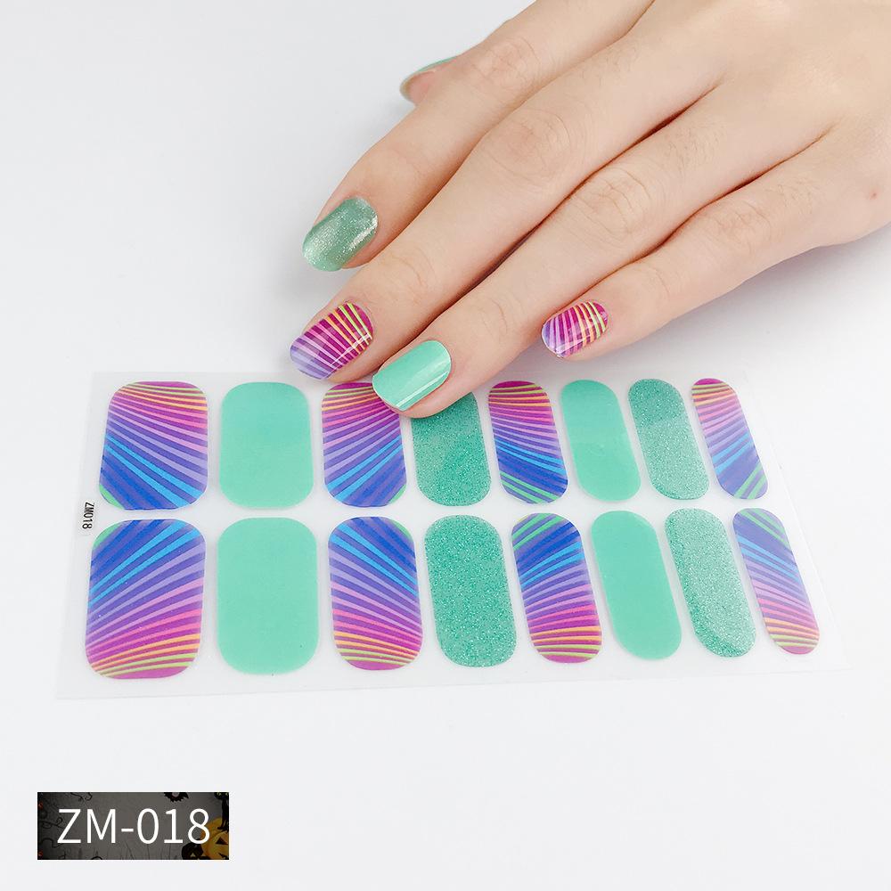 ZM Full Cover No-Cure Gel Nail Wraps, Halloween Style Autumn Winter Nail Stickers, Nail Patch Films