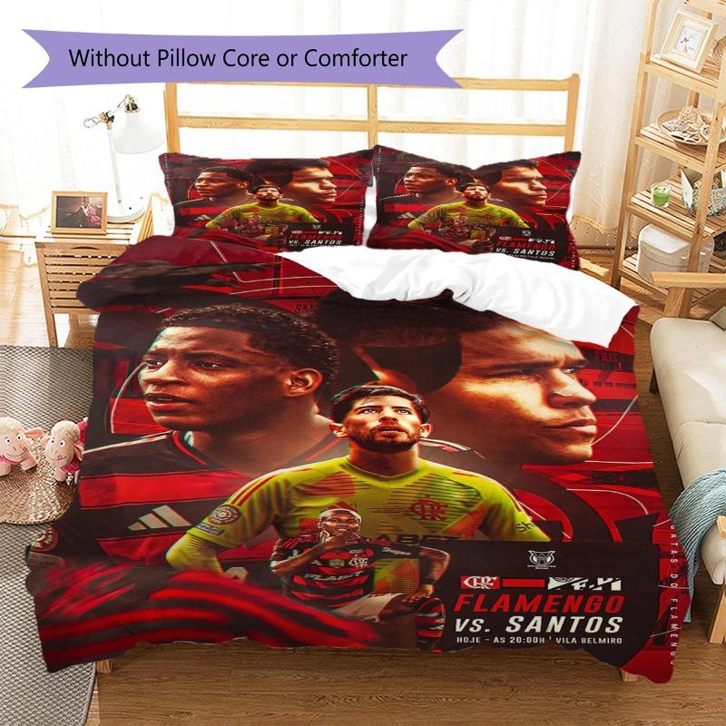 Flamengo Football Team Match Poster Print 3‑Pieces Duvet Cover Set Soccer Bedding Bedroom Home Decor Without Pillow Core