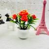 Rose Faux Potted Flower With Injection Molded Plastic For Home And Office Decoration