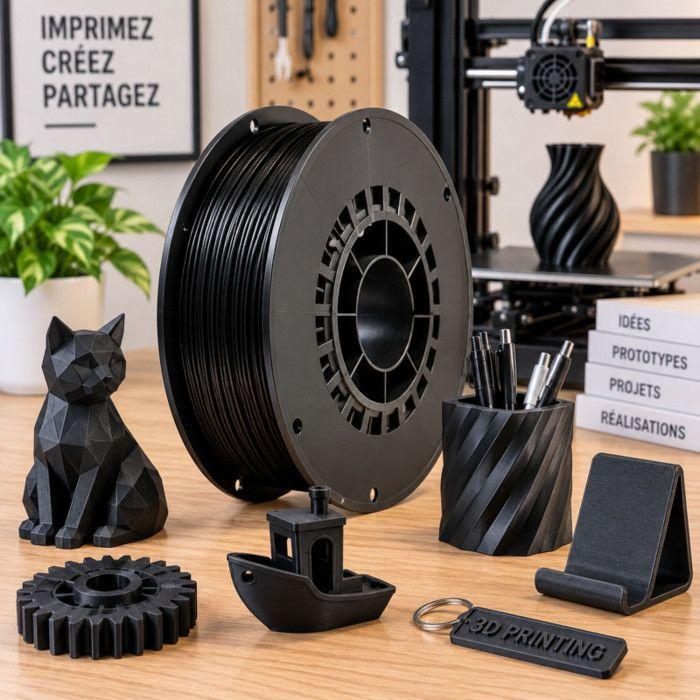 Filament PLA - OQONOS - 1 kg - Noir - 1,75 mm - 190-230°C