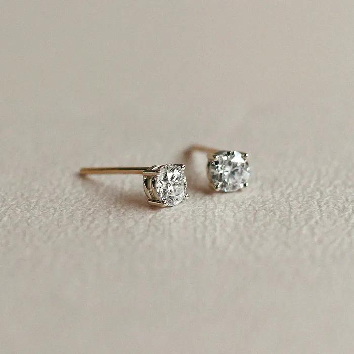 [14K/Laboratory Diamond] Basic Prong Earrings (Round Cut 0.3 Carat / 0.5 Carat / 0.7 Carat / 1 Carat / 1.5 Carat / 2 Carat)