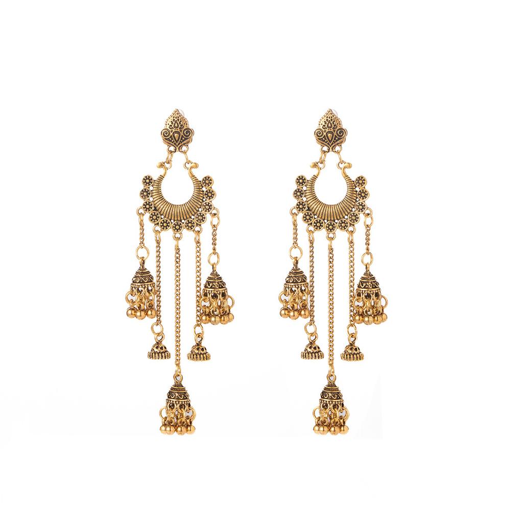 Vintage Bohemian Elegant Bell Long Fringe Earrings Stylish Statement Accessories for Women Summer