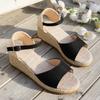 Fashion Zoki Buckle Strap Wedge Heel Sandal for Women Summer Woven Thick Bottom Gladiator Sandalias Mujer Non Slip Platform Sandles 43