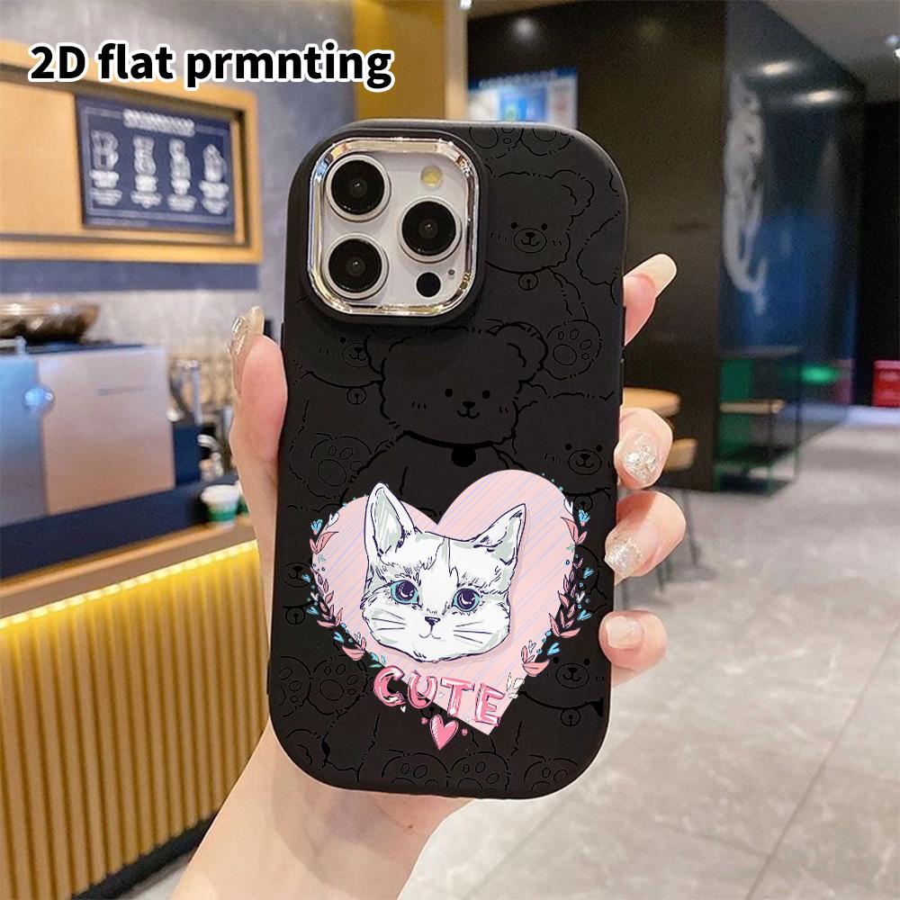 Phone Case: 2D flat design suitable for iPhone 18 17 16 15 14 13 Pro protective case, couple style, cute pet girl style, Christmas and Halloween gift